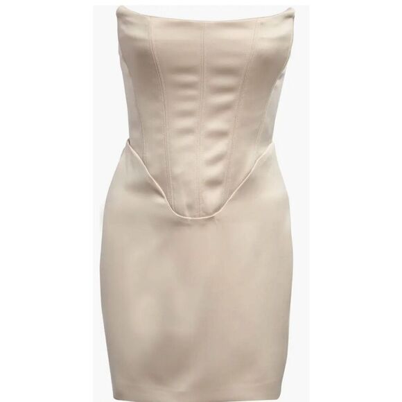 House Of CB Magdalena Corset Strapless Satin Minidress in Magdalena Cream NWT Si - Picture 5 of 11